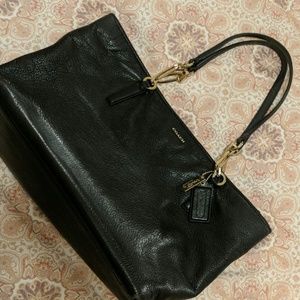 Black leather Coach Madison East West bag